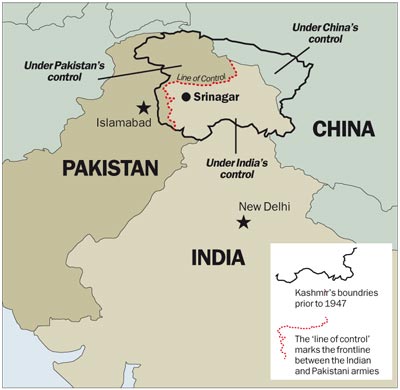 Una mappa del Kashmir
